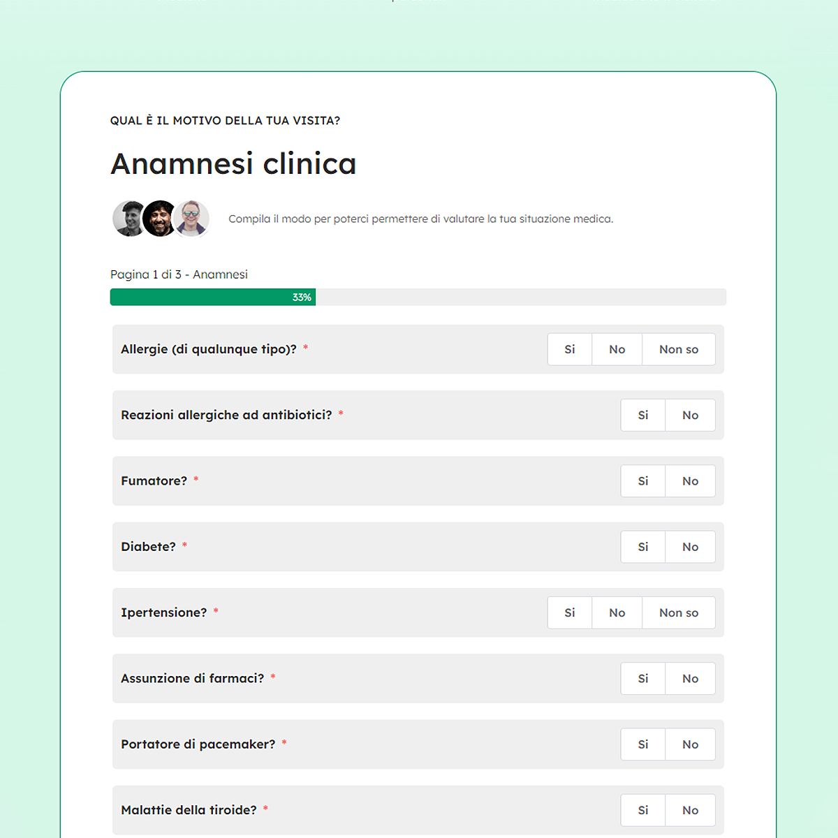 Integrazione e sviluppo di tool anamnesi digitale